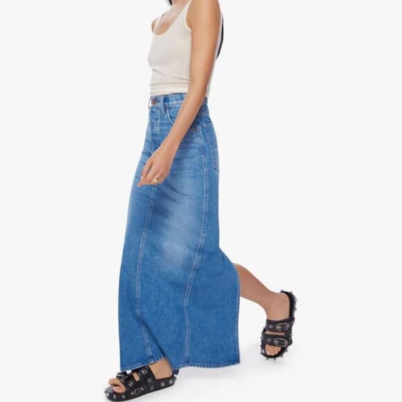 NWT MOTHER SNACKS The Candy Stick Maxi Denim Skirt Dine N' Dash 28 MSRP $238 - Picture 2 of 13